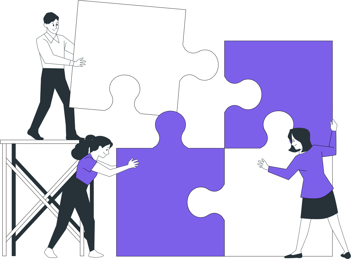 Команда собирает пазл